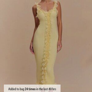 Meshki Yellow Ruffle Midi Dress